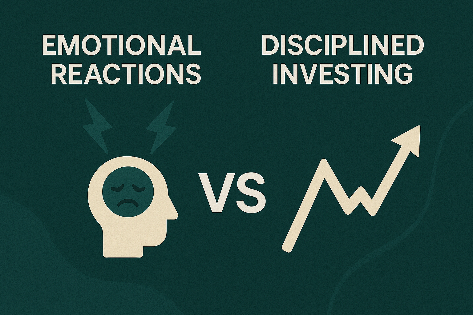 Illustration showing emotional reactions vs disciplined investing outcomes